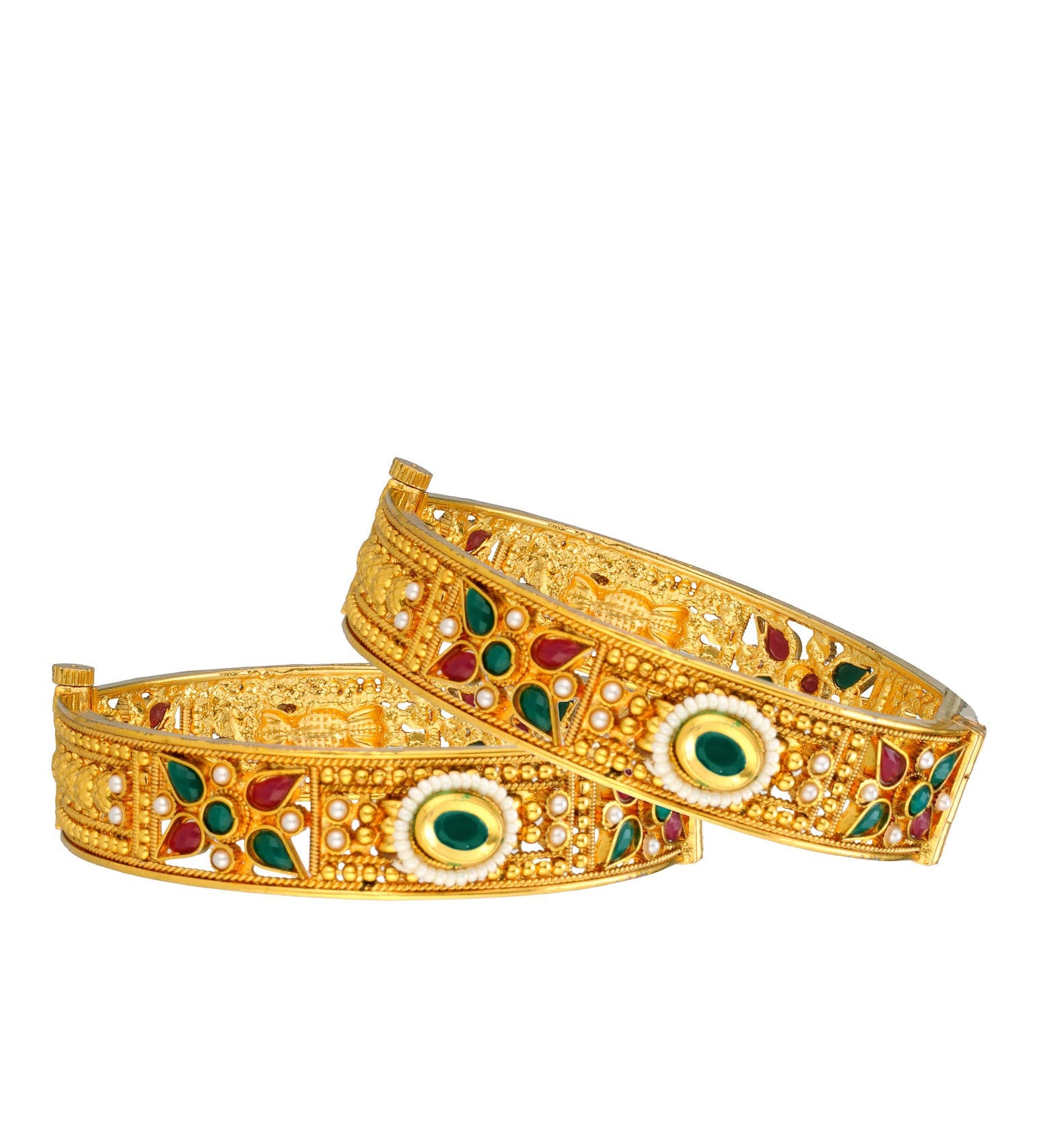 Antique Gold Toned Studded Copper Bangles