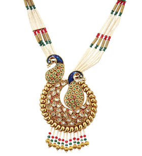 Rajasthani Meenakari Work Peacock Pendant Set