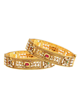 Antique Gold Toned Pearl Studded Bangles