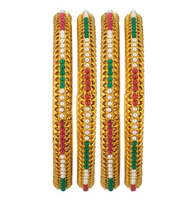 Antique Gold Toned Ruby Studded Bangles