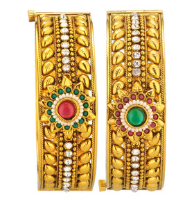 Antique Gold Toned Studded Bangles