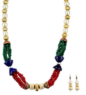 Multi-Color Moti & Pearl Beaded Mala Set