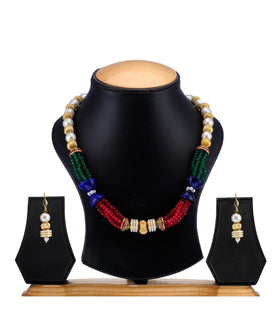 Multi-Color Moti & Pearl Beaded Mala Set