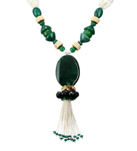 Green Semi-Precious Stone Studded Necklace Set