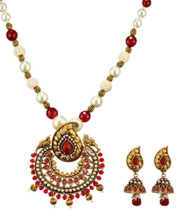 Maroon Stone Studded Designer Mala Set