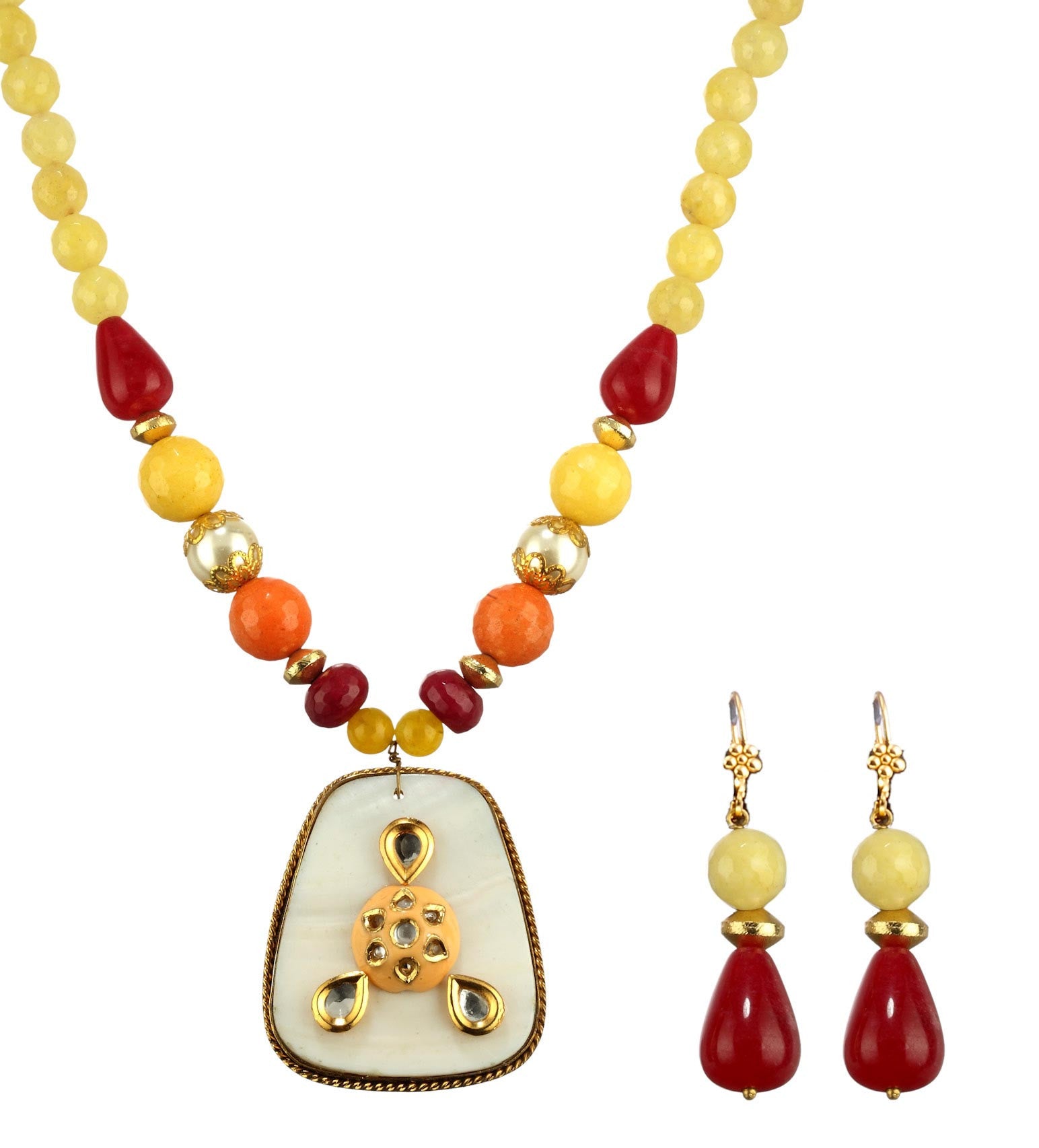 Multi-Color Stone Studded Necklace Set