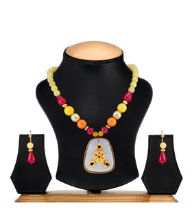 Multi-Color Stone Studded Necklace Set