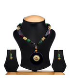 Multi-Color Stone Trendy Pendant Necklace Set