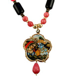 Antique Beaded Temple Design Pendant Mala Set