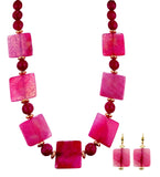 Mauve Heavy Stone Fancy Necklace Set