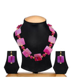 Mauve Heavy Stone Fancy Necklace Set