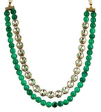 Green Beads & Crystal Studded Trendy Mala Set