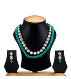 Green Beads & Crystal Studded Trendy Mala Set