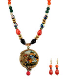 Antique Beaded Temple Design Pendant Mala Set