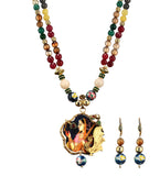 Antique Multi-Color Beaded Victorian Pendant Mala Set