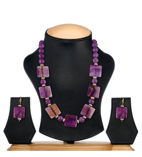 Purple Heavy Stone Fancy Necklace Set