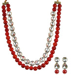 Maroon Beads & Crystal Studded Trendy Mala Set