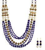 Royal Blue Beads & Pearls Designer Mala Set