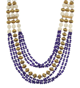 Royal Blue Beads & Pearls Designer Mala Set