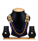 Royal Blue Beads & Pearls Designer Mala Set