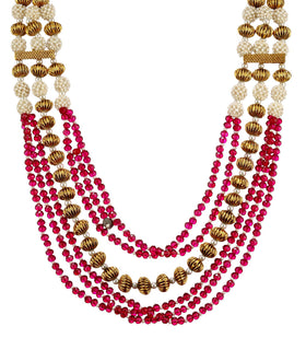 Magenta Beads & Pearls Designer Mala Set