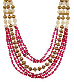 Magenta Beads & Pearls Designer Mala Set