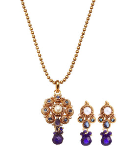 Royal Blue Stone Studded Chain Pendant Set