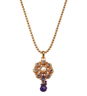 Royal Blue Stone Studded Chain Pendant Set