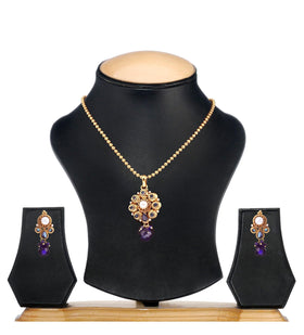 Royal Blue Stone Studded Chain Pendant Set