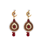 Peacock Design Maroon Stone Studded Pendant Set