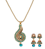 Blue Gold Toned Designer Necklace Set