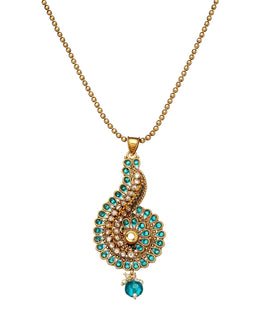 Blue Gold Toned Designer Necklace Set