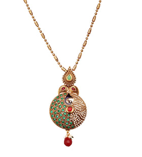 Semi-Precious Stone Studded Peacock Pendant Set