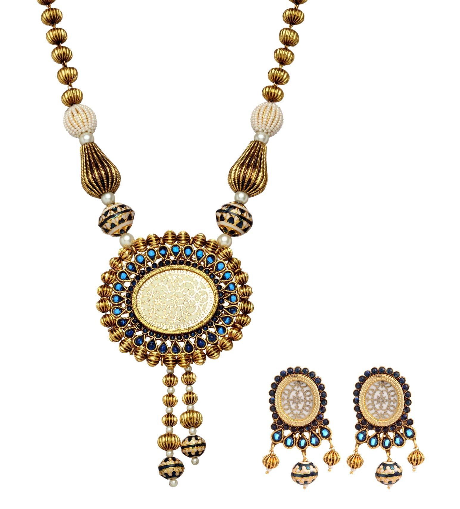 Antique Gold Toned Designer Pendant Set