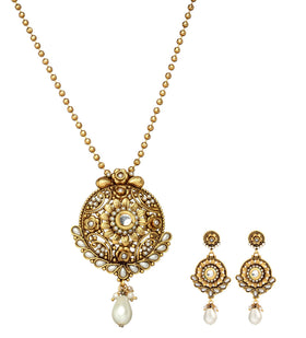 Ruby, Emerald & Pearl Antique Chain Pendant Set