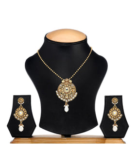 Ruby, Emerald & Pearl Antique Chain Pendant Set