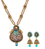 Turquoise Meenakari Chain Pendant Set