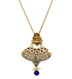 Royal Blue Temple Design Chain Pendant Set