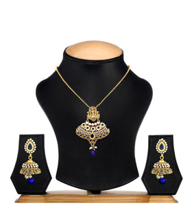 Royal Blue Temple Design Chain Pendant Set