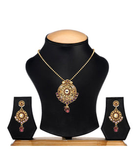 Ruby, Emerald & Pearl Antique Chain Pendant Set