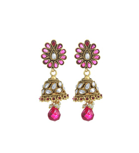 Magenta Meenakari Chain Pendant Set