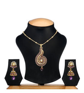 Purple Gold Toned Designer Necklace Set