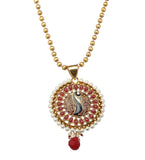 Semi-Precious Stone Studded Peacock Pendant Set