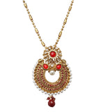 Maroon Stone Studded Designer Chain Pendant Set