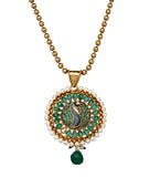 Semi-Precious Stone Studded Peacock Pendant Set