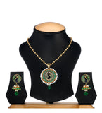 Semi-Precious Stone Studded Peacock Pendant Set