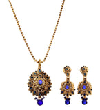 Royal Blue Stone Studded Chain Pendant Set