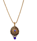 Royal Blue Stone Studded Chain Pendant Set