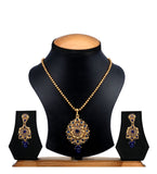 Royal Blue Stone Studded Chain Pendant Set