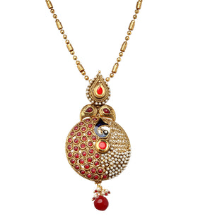 Semi-Precious Stone Studded Peacock Pendant Set